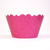 Glitter Magenta Pink Cupcake Wrappers - Includes 12 cupcake holders