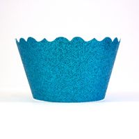 Glitter Ocean Blue Cupcake Wrappers- Includes 12 cupcake holders