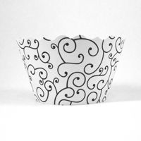 Cupcake wrappers - Olivia Swirl - Black / White Includes 50