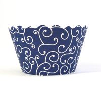 Cupcake Wrappers - Olivia Swirl (Navy Blue) includes 12