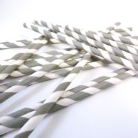 Paper Straws- Gray and White