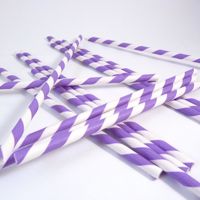 Paper Straws- Purple and White