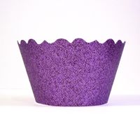Mini Glitter Purple Cupcake Wrappers - Includes 18 cupcake wraps