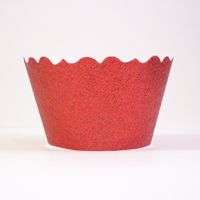 Glitter Red Cupcake Wrappers- Includes 12 cupcake holders