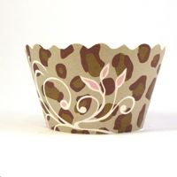 Cupcake wrappers - Sophia- Cheetah with vines Includes 50