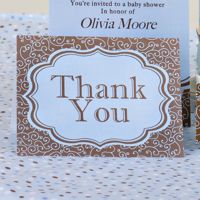 Thank You Cards- Olivia Swirls Blue and Brown
