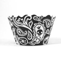 Cupcake wrappers - Zoe- Skulls-Crossbones (includes 12)