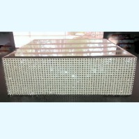 Silver Bling Cake Stand with beveled mirror top. 12 or 14 inches sq. 4" high.