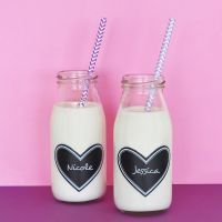 Milk Bottles with Vinyl Chalkboard Labels