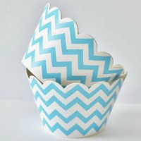 Chevron Cupcake Wrappers - Soft Blue (Includes 20 cupcake wraps)