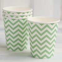 Chevron Paper Cups - Green 9 oz.  (12 pack)