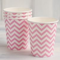 Chevron Paper Cups Soft Pink- 9 oz. (12 pack)