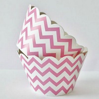 Chevron Cupcake Wrappers - Pink (Includes 20 cupcake wraps)