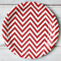 Paper Plates Chevron Red- 9" (12 pack)
