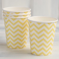 Chevron Paper Cups - Yellow 9 oz.  (12 pack)