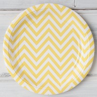 Paper Plates Chevron Yellow- 9" (12 pack)