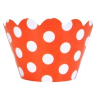 Polkadot Cupcake Wrappers - Orange & White (Includes 20 cupcake wraps)