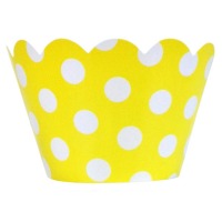 Polkadot Cupcake Wrappers - Yellow & White (Includes 20 cupcake wraps)