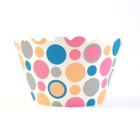 Cupcake wrappers - Dorothy- Polkadots Includes 12 ADJUSTABLE (Pink/Peach/Blue/Grey)