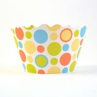 Dorothy- Polkadot Cupcake wrappers -  Includes 12 ADJUSTABLE (Orange/Green/Blue/Yellow)
