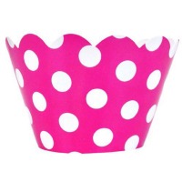 Polkadot Cupcake Wrappers - Hot Pink & White (Includes 20 cupcake wraps)