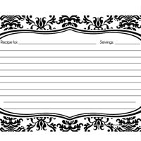 Recipe Cards- Lu Lu Damask Black and White