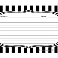 Recipe Cards- Striped Black and White