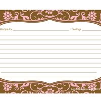 Recipe Cards- Hannah Floral Pink & Brown