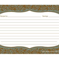 Recipe Cards- Olivia Blue and Brown