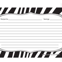Recipe Cards- Zebra Black and White