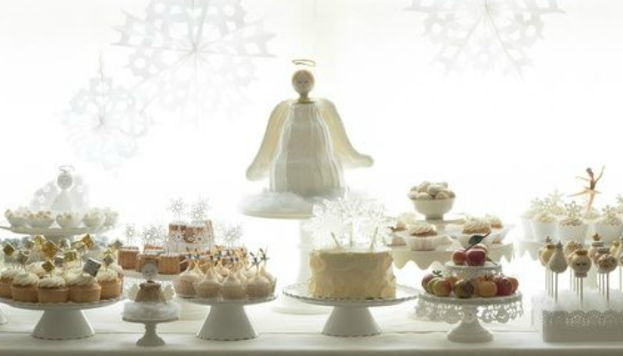 White Christmas Angel Nutcracker Dessert Table by Martha Stewart